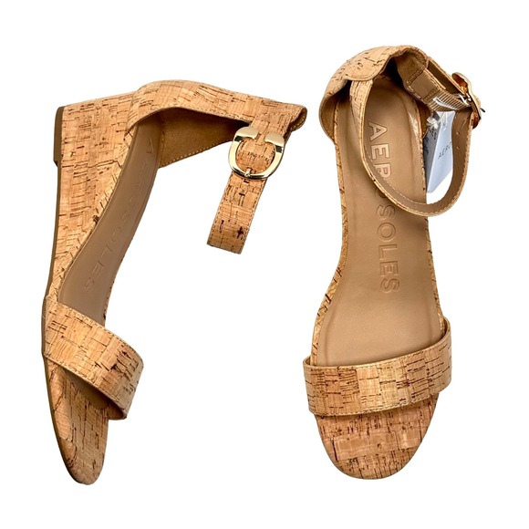 AEROSOLES Shoes - Aerosoles Willis Womens Cork Wedge Sandals Ankle Strap Comfort Size 7 Boho NWT